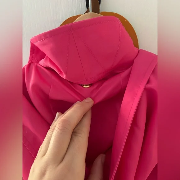 Jcrew Collection neon pink satin shiny trench coat 16 - Picture 9 of 9